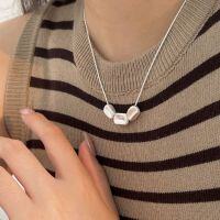 wholesale S925 Sterling Silver Matte Brushed Square Snake Bone Chain Necklace for Women, Korean Dongdaemun New Style Versatile Collarbone Chain-Sterling silver (length 41+5CM)