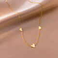 wholesale S925 Silver Gradient Three Small Hearts Necklace, Exquisite and Minimalist Style Mini Heart-shaped Collarbone Chain D9188-0-0