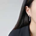 wholesale S925 sterling silver YH204 Korean-style versatile long vintage antiqued tassel floral earrings-0-2
