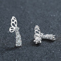 Sterling Silver Moissanite Butterfly Earrings with Elegant Tassels-0-0