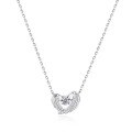 wholesale S925 Sterling Silver Maker's Heart with Moving Wings Necklace, Minimalist and Luxurious Design, Elegant Collarbone Chain-0-4