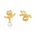 wholesale Original design retro handmade brushed floral earrings for women, S925 silver gold-plated, lightweight luxury fashion pearl earrings, customizable-0-4
