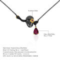 wholesale Dark Style Designer Skull Jewelry Three-Piece Set Halloween Collection 925 Silver Gemstone Ring Earrings Pendant-0-4