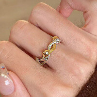 wholesale 925 Silver Two-Tone Entwined Serpent Ring with Snake Skin Texture, Vintage Style Color-Block Design by Zhuozhifan Jewelry-R1467 Twin Snakes No. 6