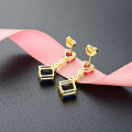 wholesale S925 Sterling Silver Korean Minimalist Elegant Heart Zircon Earrings Square Blue Diamond Studs for Women, Versatile for Daily Wear-0-2