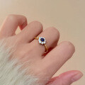 wholesale S925 Silver Ring, Zhuo Zhifan Jewelry 40mm Blue Small Sunflower Fashion Ring for Spring and Summer Seasons-0-3