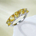 wholesale S925 Sterling Silver New 5*5mm Fat Square Yellow Diamond Five-Stone Ring for Women-0-2