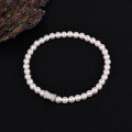 Sterling Silver Pearl Bead Cubic Zirconia Bracelet, 2025 New Women's Gift-0-21