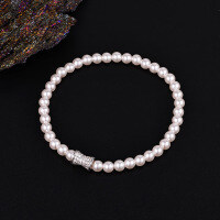 Sterling Silver Pearl Bead Cubic Zirconia Bracelet, 2025 New Women's Gift-925 Silver YSM-3524