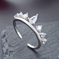 wholesale S925 Sterling Silver Crown Ring for Women, European and American Ins Style, Niche and High-End, Diamond-Inlaid, Personalized Silver Ring for Wholesale-0-3