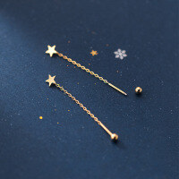 wholesale S925 Sterling Silver Minimalist Star Dainty Ear Thread Small Fresh Light Bead Spiral Young Girl Earrings G8212-S925 silver pair silver 925 silver