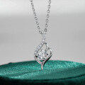 Sterling Silver 50-Point Moissanite Pendant Necklace for Women, Drop Shipping-0-0