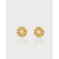 wholesale 925 Sterling Silver Orange Lemon Stud Earrings, Korean Japanese Creative Internet Celebrity, Cute and Fresh Forest Style for Girls-0-0