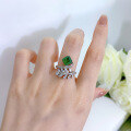 wholesale S925 Silver New Simulation Emerald 7*7 Geometric Niche Design Fashion Ring-0-3