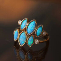 wholesale S925 sterling silver minimalist-style natural Australian gemstone ring for women, French-inspired luxury tail ring for daily wear-BZ0389-Gold>US Size 8