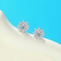 wholesale S925 Sterling Silver Sunflower Star Stud Earrings, Exquisite, Fashionable, Versatile, Big-Brand, Zircon Ear Accessories, Atmospheric and High-End-0-2