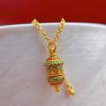 wholesale Gold-plated 925 ancient silver enameled accessories with the Eight Great Protectors, rotating gold cylinder pendant, Buddhist bead ornament, and DIY hanging charm-0-3