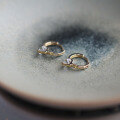 wholesale 9K Gold Japanese Exquisite Elegant Simple Versatile Single Diamond Earring Hoop-0-4