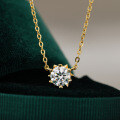 14K Gold Plated 925 Silver Moissanite Irregular Snowflake Pendant Necklace-0-4
