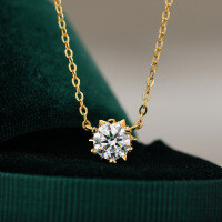 14K Gold Plated 925 Silver Moissanite Irregular Snowflake Pendant Necklace-1CT (zircon)  925 silver