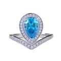 wholesale S925 Silver Zhuo Zhifan Crown Aquamarine 6*9mm Teardrop Ring for Women, Fashion Commuter Style-0-4
