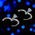 S925 Sterling Silver Moissanite Stud Earrings, Three-Prong Setting, Minimalist Design-0-2