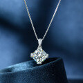 wholesale [925 silver] Shi Pei Jewelry New 7ct White G Color Fat Square 11*11 Necklace Fashion Sexy Necklace 40+5cm-0-3