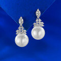 wholesale S925 silver jewelry new style 10mm pearl earrings for women, French-inspired luxurious elegant design, cross-border live streaming-0-0