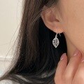 wholesale S925 Sterling Silver Hollow-Out Leaf Ear Hooks for Women, Minimalist Forest Style, Ins Delicate Fashion Aloof Wind Earrings-0-2