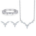 wholesale 925 Sterling Silver Marquise Zircon Ring Crystal Necklace Flower Earrings Women Elegant High-Quality Wholesale Jewelry Set-0-0