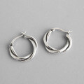 wholesale S925 Sterling Silver Retro Distressed Twist Braided Ear Clasp Earrings for Women Students-0-0