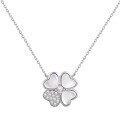 wholesale S925 sterling silver INS-style new women's necklace, exquisitely designed with a four-leaf clover and heart motif, versatile and elegant-0-5