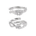 wholesale S925 Sterling Silver 1080 Small Niche Personality Matching Rings for Women, Ethereal and Luxe Advanced Hollow-Out Diamond-Inlaid Design-0-4