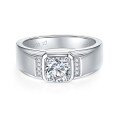 wholesale Metal plated with 18k gold, cross-border hot-selling manufacturer source men's 1-carat moissanite sterling silver wedding ring zircon-0-0