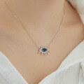 wholesale S925 Sterling Silver Demonic Eye Pendant Necklace for Women, Premium Deep Blue Eye Design, Exquisite and Unique Meteor Necklace-0-2