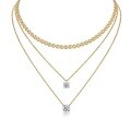Metal French Three-Layer Long Layered Necklace for Women, Summer Minimalist Ins Style Fade-Resistant Luxury Niche-0-3
