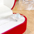 wholesale S925 sterling silver freshwater pearl open ring for women, minimalist and niche design with a touch of luxury-0-0