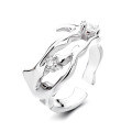 wholesale S925 Sterling Silver Korean-style Geometric Zircon Inlaid Irregular Hollow Liquid Niche Design Open Ring-0-4