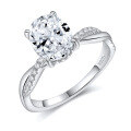wholesale S925 Sterling Silver 2CT Oval-Cut Moissanite Ring with Vine Shank Design for Women Engagement-0-4