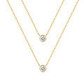 wholesale S925 Sterling Silver Double Layered Stackable Classic Single Diamond Pendant Necklace-0-4