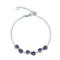 wholesale S925 Sterling Silver New Design Sense Natural Sapphire Bracelet for Women, European and American Style, Set with Garnet-0-4
