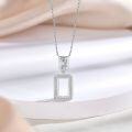 wholesale S925 Sterling Silver Square Zirconia Necklace for Women, Designed with a Sense of European and American Fashion Pendant Wholesale-0-4