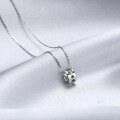 wholesale S925 Sterling Silver Moissanite Diamond Necklace for Women, Fashion Jewelry, Ins Minimalist Style Bullhead Pendant Collarbone Chain Accessory-0-2