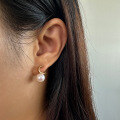 wholesale 14K gold and S925 sterling silver moon-shaped natural Baroque pearl fashionable ear studs wholesale-0-2
