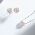 S925 Sterling Silver Heart Earrings with Zircon and Yellow Diamonds-0-0