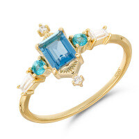 wholesale Metal material, Dunli Jewelry new dazzling retro Baroque court style London blue topaz ring niche design-Natural London Blue Topaz Sterling Silver Ring  Size 6 (Mido)