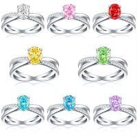 wholesale 925 Sterling Silver 15ct Oval Snowflake Cut Ring Women Small Luxury High Carbon Diamond Gemstone Ring-Fireworks G-40 White US size 7#