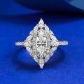 wholesale S925 Silver New Marquees Full Diamond Ring, Light Luxury Personalized Vintage Fashion Commuter Style-0-5