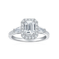 wholesale 18k gold-plated silver 5*7mm emerald cut full moissanite ring for cross-border AliExpress dropshipping in jewelry foreign trade-1+0.78 carat US size 7.5