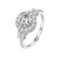 wholesale S925 Sterling Silver Moissanite 1 Carat Main Stone Moissanite Diamond Women's Fashion Ring, A Popular European and American Cross-Border TEMU Best-Seller-0-4